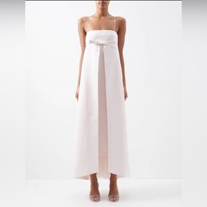 BERNADETTE bow-appliqué satin midi dress